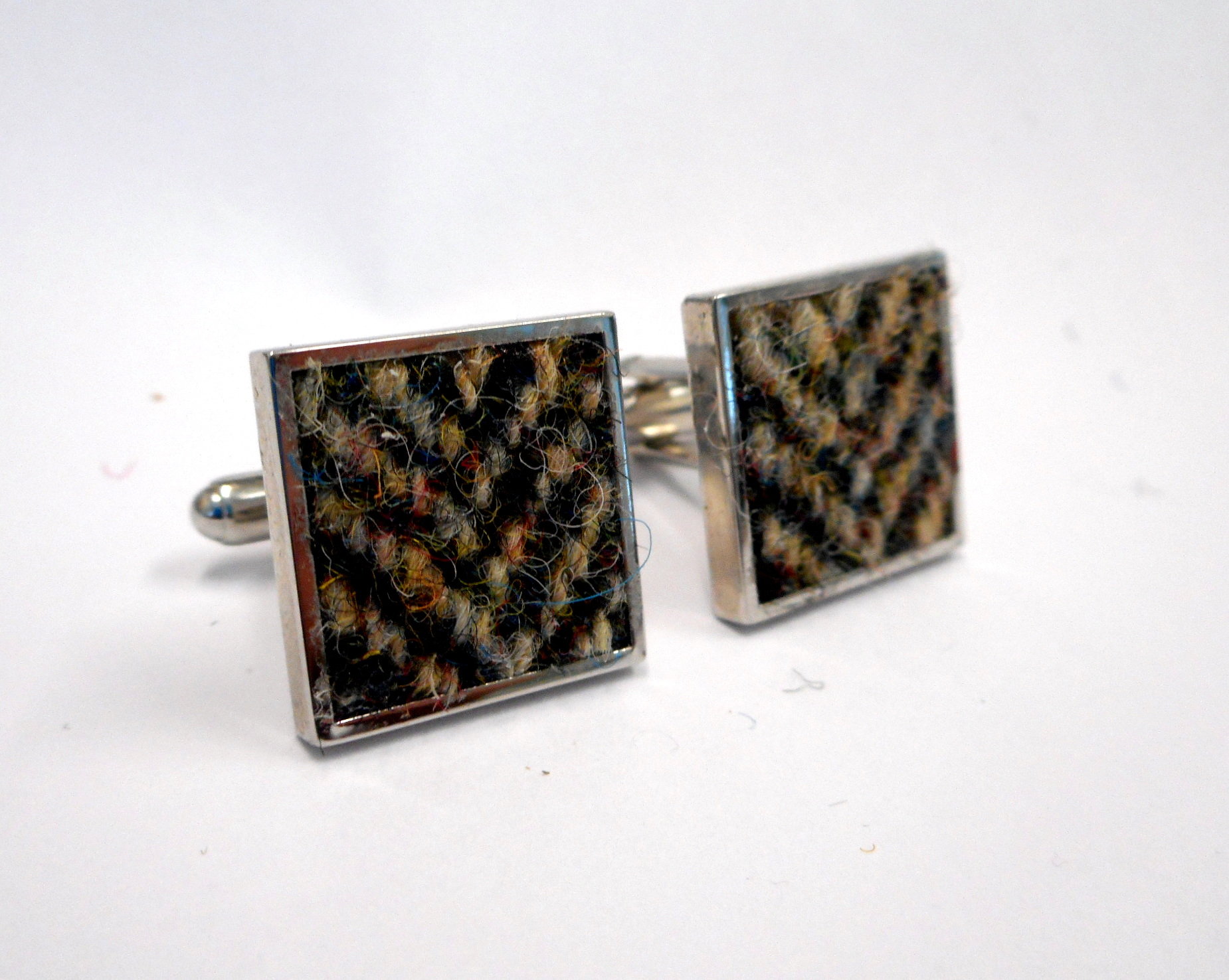 Harris Tweed Brown herringbone square cuff links made in Scotland , mens  accessories cufflinks Christmas, wedding, groomsman, fathers day gift for him