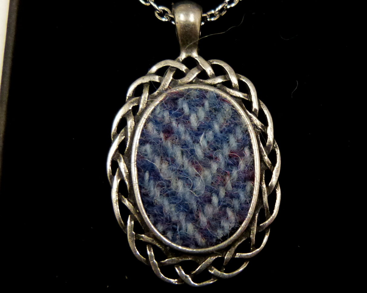 Harris Tweed necklace in hand cast pewter celtic pendant setting , womens jewellery in choice of colours,  Christmas or birthday gift