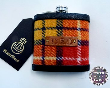 Harris Tweed hip flask in Buchanan Tartan 