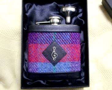 Harris Tweed flask with treble clef