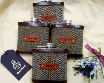 Set of four flasks with names