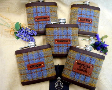Set of five flasks for rustic wedding