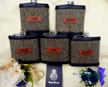 Another set of Mossy Glade Olive green Harris Tweed flasks