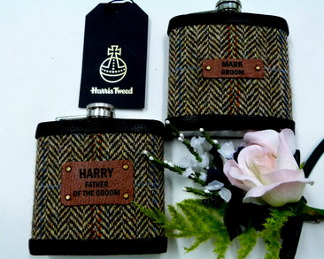 Two flasks in Autumn Harvest Harris Tweed