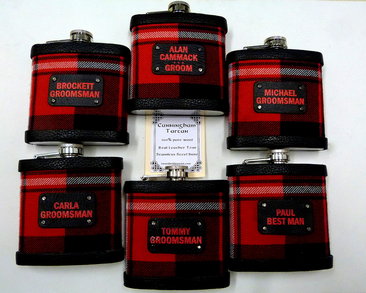 Cunningham  Tartan flasks with special toning labels