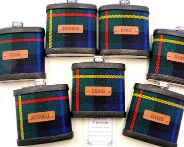 Smith Tartan flasks with names