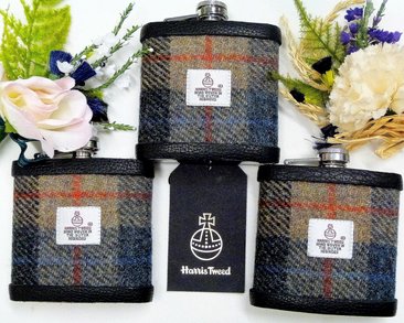 A favourite Harris Tweed  pattern for this set of three flasks