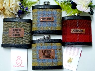 Harris Tweed Flasks, Father of the Bride and Groom