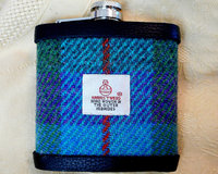 Harris-tweed-hip-flask-purple-green-blue-tweed-with-a-twist