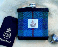 Harris Tweed hip flask green purple and jade made in Scotland  UK