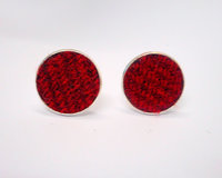 Red and burgundy Harris Tweed cuff links made in Scotland , round cufflinks  for weddings, Best Man or groomsman,  gift for men