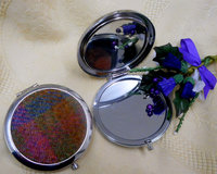 Harris Tweed compact mirror pink green blue, womens gift for her, mothers day or bridesmaid present,