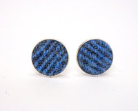 Blue and grey Harris Tweed cuff links made in Scotland  ideal cufflinks for weddings , Best Man or groomsman gift for men