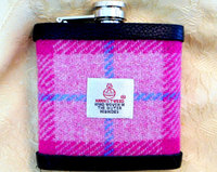 Pink Hip flask in Harris Tweed from Tweed with a Twist, womens or mens Scottish gift, retirement,  best man ,usher ,groomsmen or Valentines present, made in Scotland