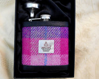 Hip flask  purple and pink Harris Tweed gift for women or men, Ladies Day at the Races, birthday or Mother's day