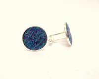 Harris Tweed cuff links jade green and purple made in Scotland traditional cufflinks  for weddings groomsman ,gift for men