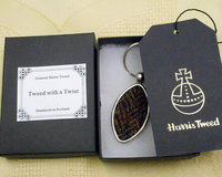 Harris Tweed Rugby keyring herringbone weave key fob in box , ideal wedding favour , fathers day gift for men, made in Scotland , Scottish sports key chain ring