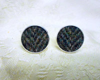 Harris Tweed cuff links olive green herringbone made in Scotland traditional clothing accessories cufflinks  weddings groomsman gift for men