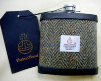 Harris-tweed-hip-flask-olive-green-gift-for-men