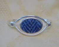 Celtic knot bangle in blue herringbone Harris Tweed, unusual  Scottish Christmas gift for her,  or Bridesmaids present