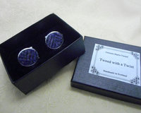 Purple herringbone Harris Tweed cuff links made in Scotland  cufflinks  for weddings, Best Man or Groomsman gift for men