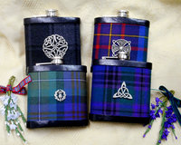 Tartan hip flask Isle of Skye plaid with thistle Scottish gift for men ideal retirement  best man or usher's gift