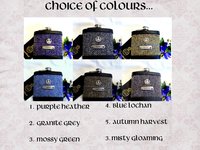 Harris Tweed Hip Flasks Choice of 30 tweeds with custom engraved name and thistle, groomsmen gifts in sets of 3-6