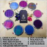 Personalised Bridesmaid gift Compact Mirrors in Harris Tweed,  choice of colour made in Scotland by Tweed with a Twist