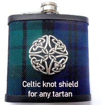 All Ireland  Tartan hip flask with Celtic Knot in gift box