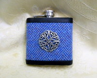 celtic-knot-haris-tweed-hip-flask-blue-herringbone