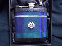 Your family or clan Tartan hip flask with thistle  Scottish gift made in Scotland  ideal for retirement,  birthday , or Fathers Day present