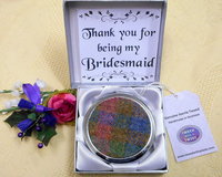 Bridesmaid gift in Harris Tweed Compact Mirror,  choice of colour made in Scotland by Tweed with a Twist