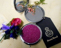 Bright pink Herringbone compact mirror Harris Tweed small gift for her,  birthday, mothers day , christmas  from Tweed with a Twist, Scotland