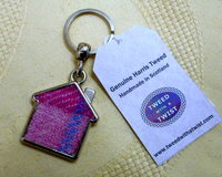 Scottish quote keyring, Harris Tweed key fob, housewarming gift or Wedding favour Lang may your lum reek, made in Scotland small gift