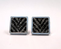 Harris Tweed square cuff links in traditional grey and black herringbone weave mens gift made in Scotland ideal for weddings