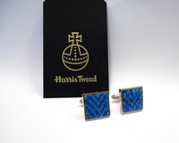 Harris-tweed-blue-cufflinks-gift-for-men-made-in-scotland