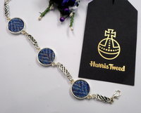Blue Harris Tweed bracelet celtic knot bangle made in Scotland womens or bridesmaid jewellery,  mothers day  Christmas or birthday gift