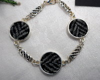 Grey Black Herringbone Harris Tweed celtic bracelet made in Scotland  ,womens or bridesmaid jewellery,  mothers day  Christmas or birthday gift