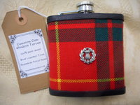 Your family or clan Tartan hip flask with thistle  Scottish gift made in Scotland  ideal for retirement,  birthday , or Fathers Day present