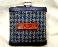 Hip flask-harris tweed-personalised gift- monogrammed- for him