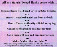 Harris Tweed Hip Flasks Choice of 30 tweeds with custom engraved name and thistle, groomsmen gifts in sets of 3-6