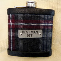 Your Wedding kilt tartan Hip Flasks  with leather labels personalized with names  for Best Man, Usher, Father of Bride or groomsmen, .Scottish luxury gift