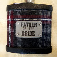 Your Wedding kilt tartan Hip Flasks  with leather labels personalized with names  for Best Man, Usher, Father of Bride or groomsmen, .Scottish luxury gift