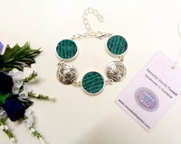 Bracelet with celtic spiral in jade green and grey Harris Tweed womens jewellery gift for mother, bridesmaid  or christmas present