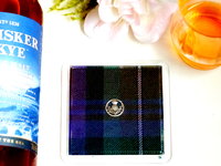 Isle of Skye tartan drinks coasters with thistle, wipe clean easy care and durable