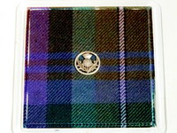 Isle of Skye tartan drinks coasters with thistle, wipe clean easy care and durable