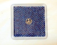 Harris Tweed drinks coasters with thistle, wipe clean