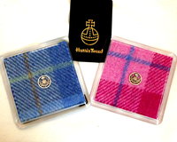 Harris Tweed drinks coasters with thistle, wipe clean