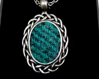 Harris Tweed necklace in hand cast pewter celtic pendant setting , womens jewellery in choice of colours,  Christmas or birthday gift