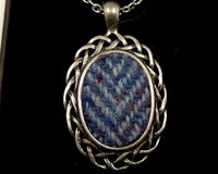 Harris Tweed necklace in hand cast pewter celtic pendant setting , womens jewellery in choice of colours,  Christmas or birthday gift